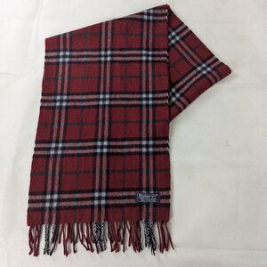 Burberry London Vintage 100% Cashmere Classic Nova Check Red Scarf - England